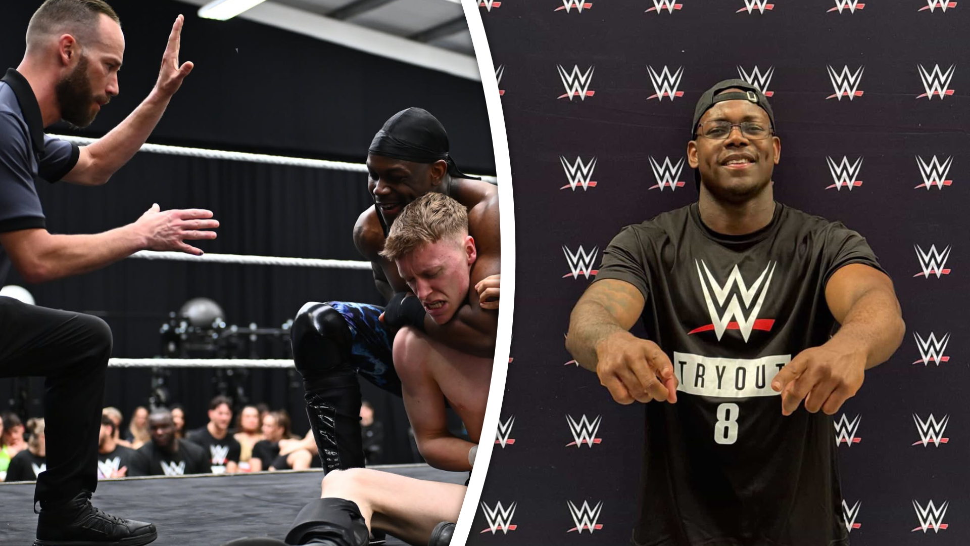Brandon tijdens de tryouts van de WWE