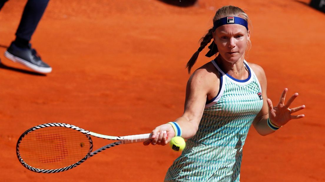 Kiki Bertens in actie op het Madrileense gravel.