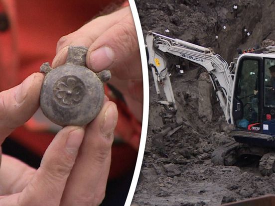 Archeologen pluizen elke centimeter naast de Markthal uit en vinden een kooltjestang en bedevaartsampul