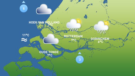 Het weer van vandaag: aanvoer van zachte lucht