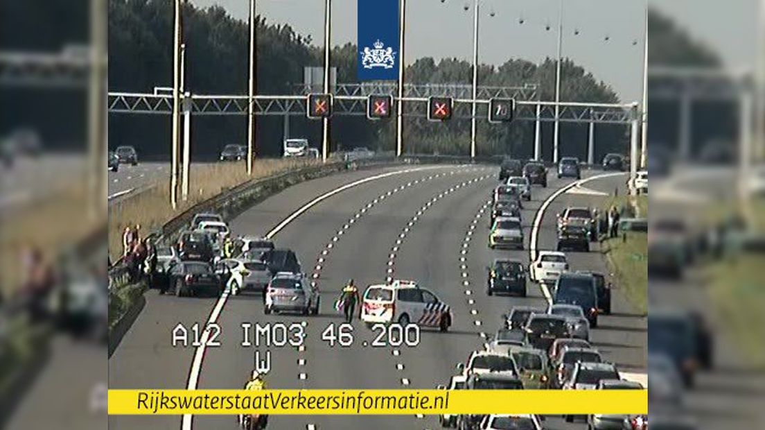 Het ongeluk op de A12 bij Woerden.