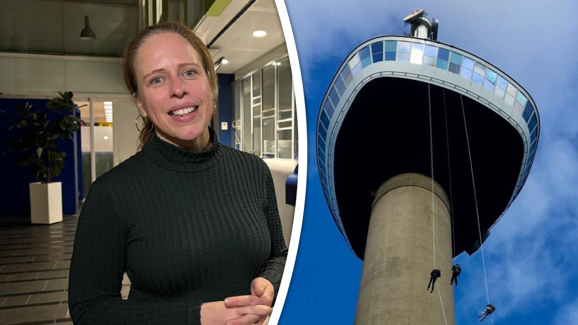 Ondanks haar hoogtevrees gaat Schouten abseilen van de Euromast.