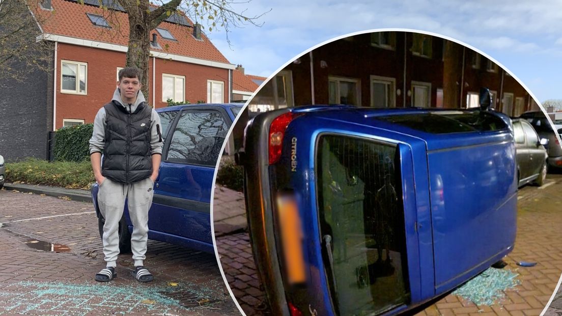 Joran Stes had z'n auto nog maar net een paar uur toen die werd omgegooid