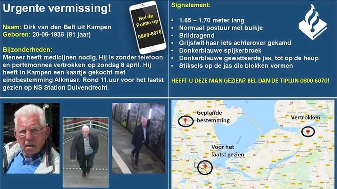 Man uit Kampen nog steeds vermist