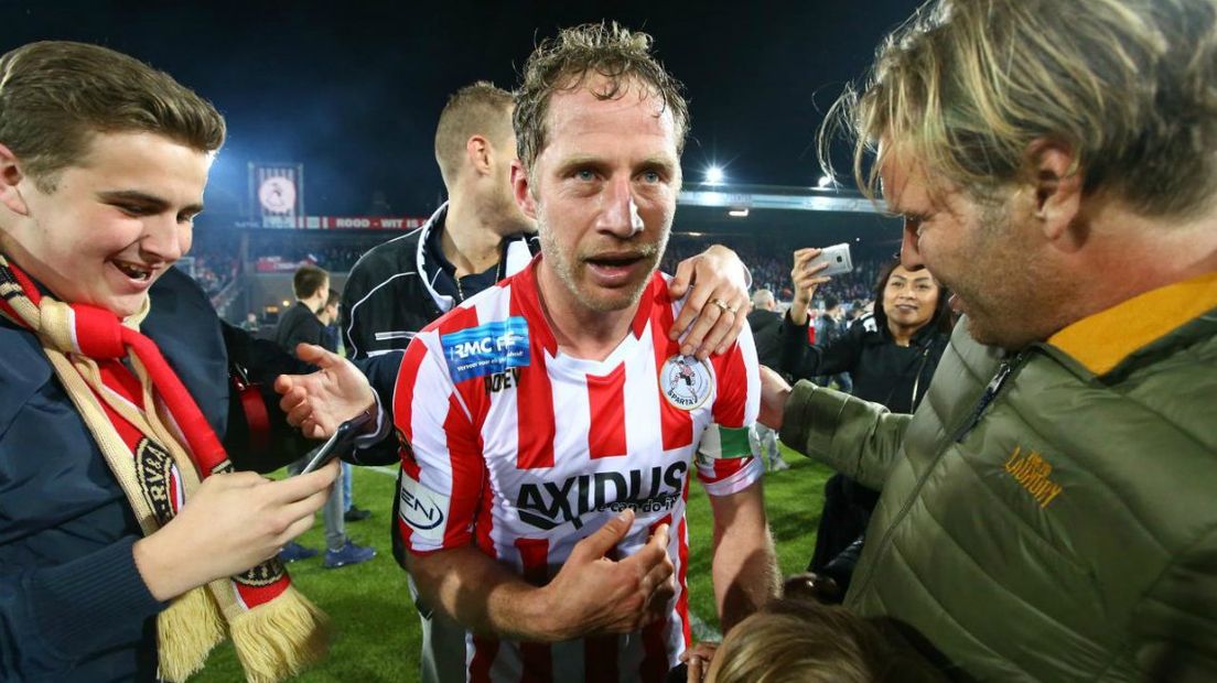 Michel Breuer na de kampioenswedstrijd van Sparta tegen Jong Ajax.