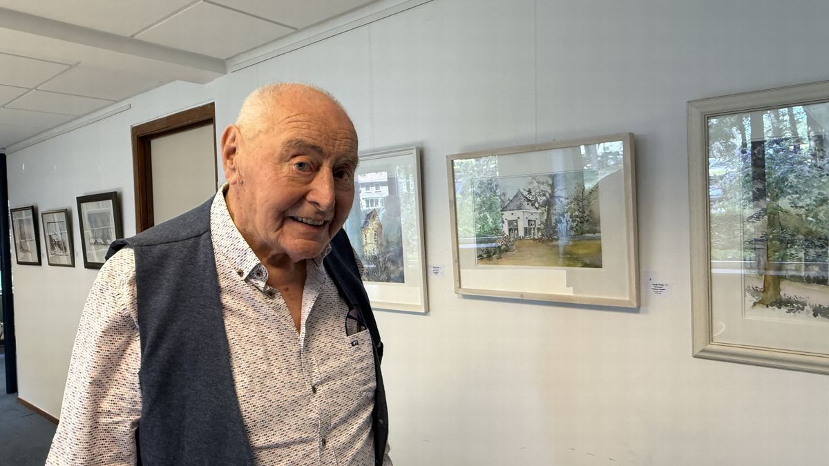 Schilder Henk Pries (90) uit Vledder zo trots als een pauw op eigen expositie in Museum Valse Kunst