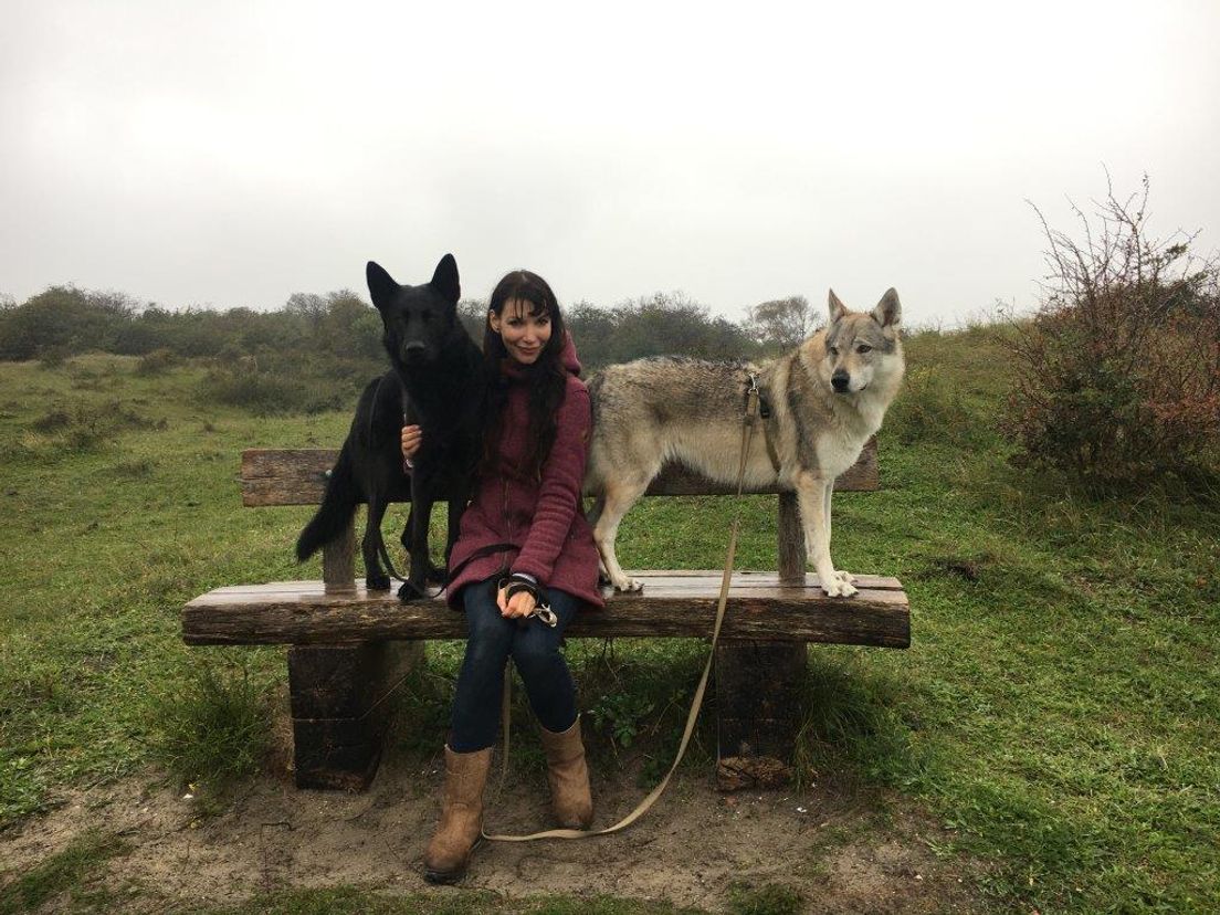 Judith Visser met haar honden Yuriko en Fontana