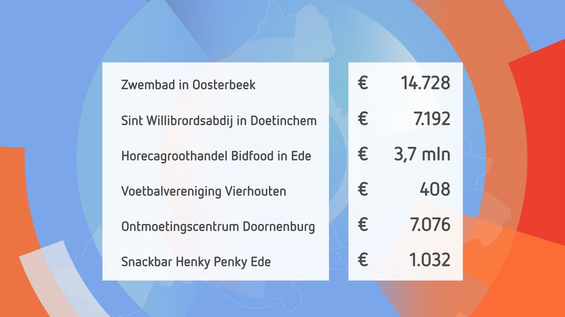 Enkele steunbijdragen in de tweede NOW-ronde. Ilustratie: Omroep Gelderland