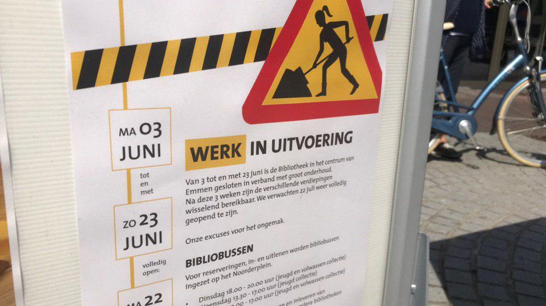 'Werk in uitvoering' bij de bieb in Emmen (Rechten: RTV Drenthe/Erwin Kikkers)