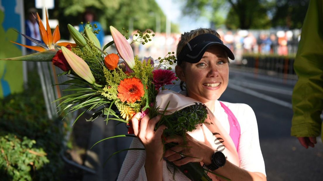 Sophia Sundberg na het winnen van de RUN van Winschoten