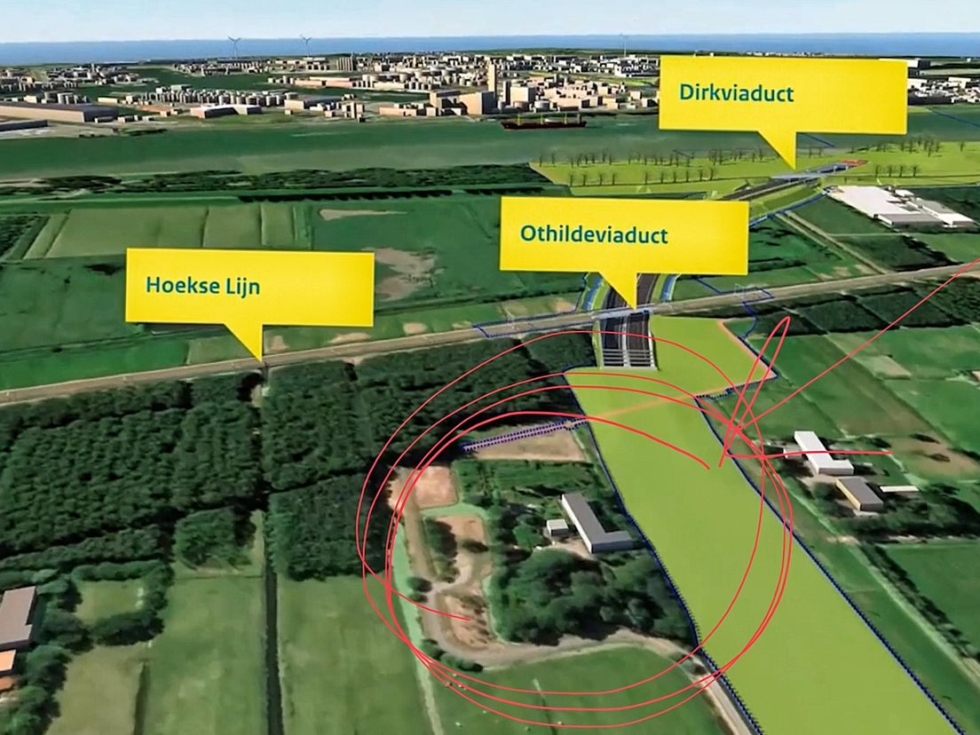 Rustiek versus Economie in de Zuidbuurt van Vlaardingen. De boerderij is omcirkeld.