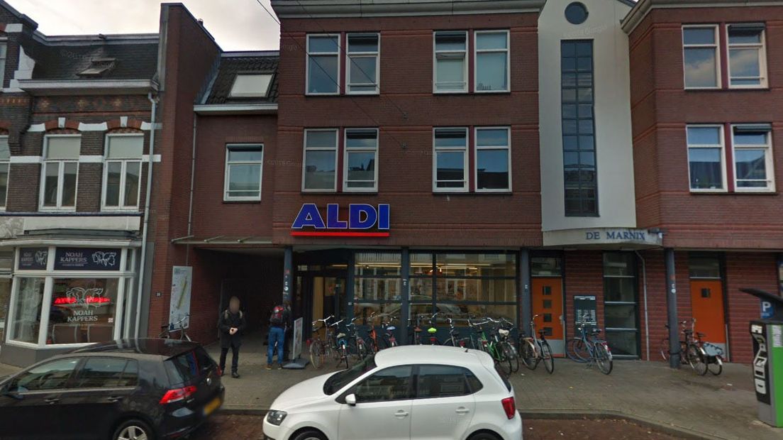 De overvallen Aldi in Nijmegen.