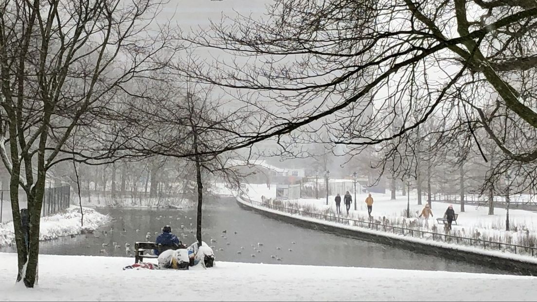Dakloze in de sneeuw