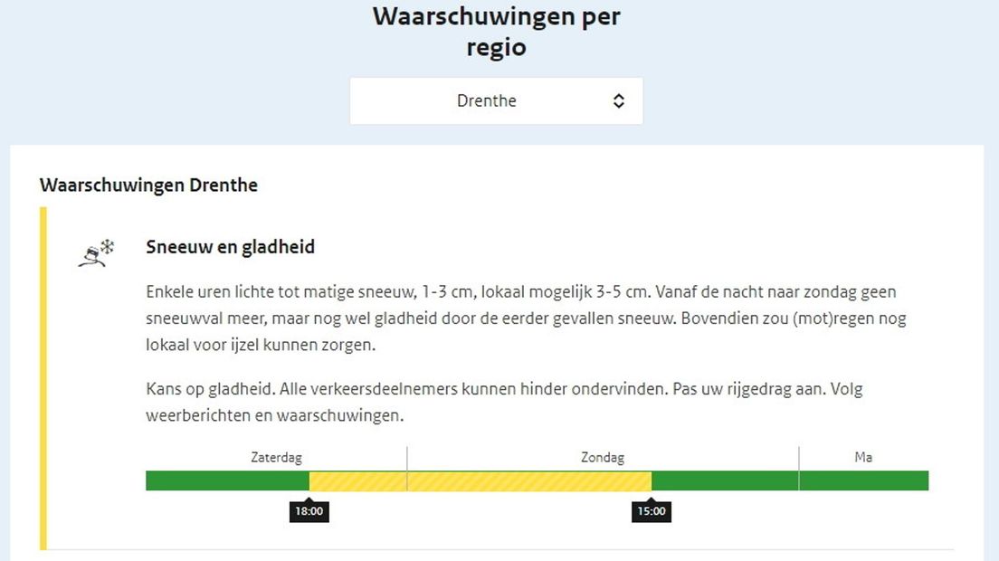 Code geel geldt vanaf 18 uur vanavond (Rechten: KNMI)