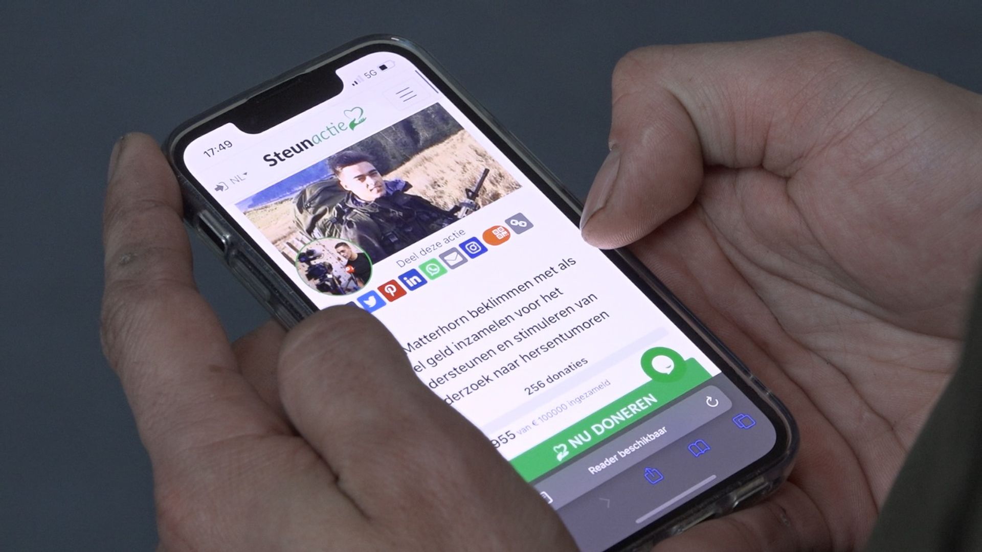 De donatiepagina van Joy