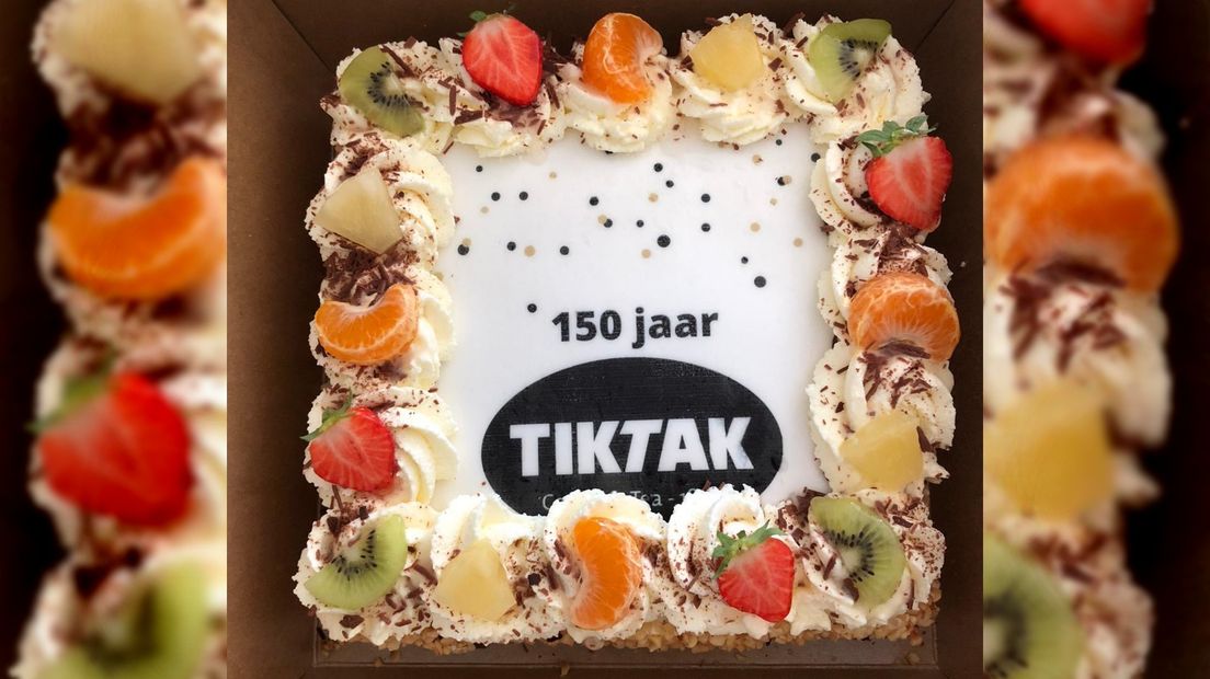 De taart die Tiktak in het jubileumjaar 2020 verstuurde naar klanten