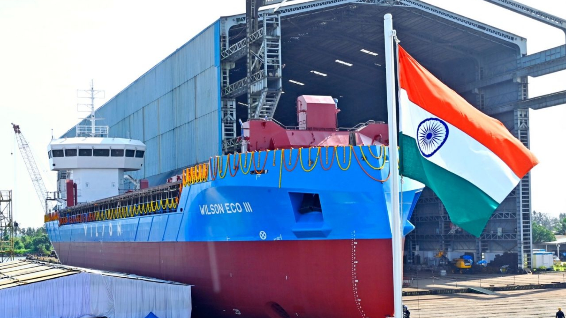Een door Conoship ontworpen en op de Indiase werf van Cochin gebouwd schip