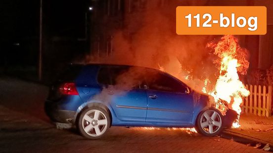 brandende auto van parkeerplaats geduwd • vechtpartij na aanrijding.