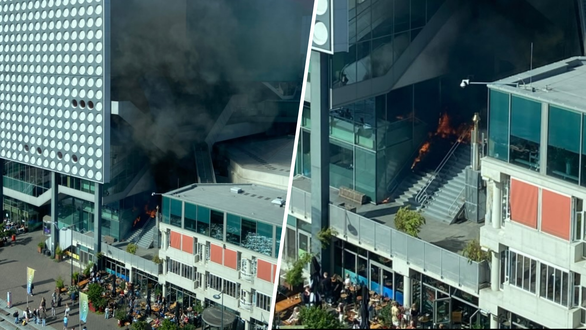 Rookwolken vanwege brand bij TivoliVredenburg in Utrecht