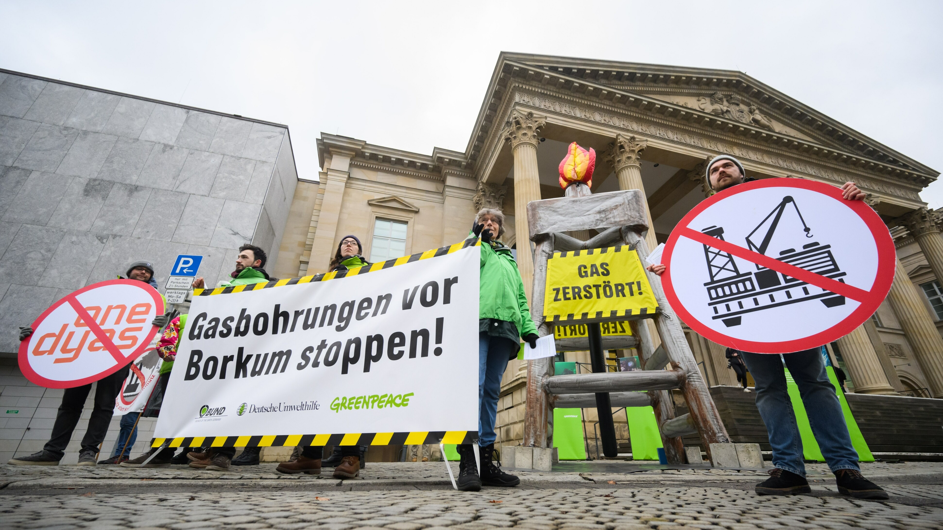 Bewoners van Borkum protesteren tegen de gaswinning