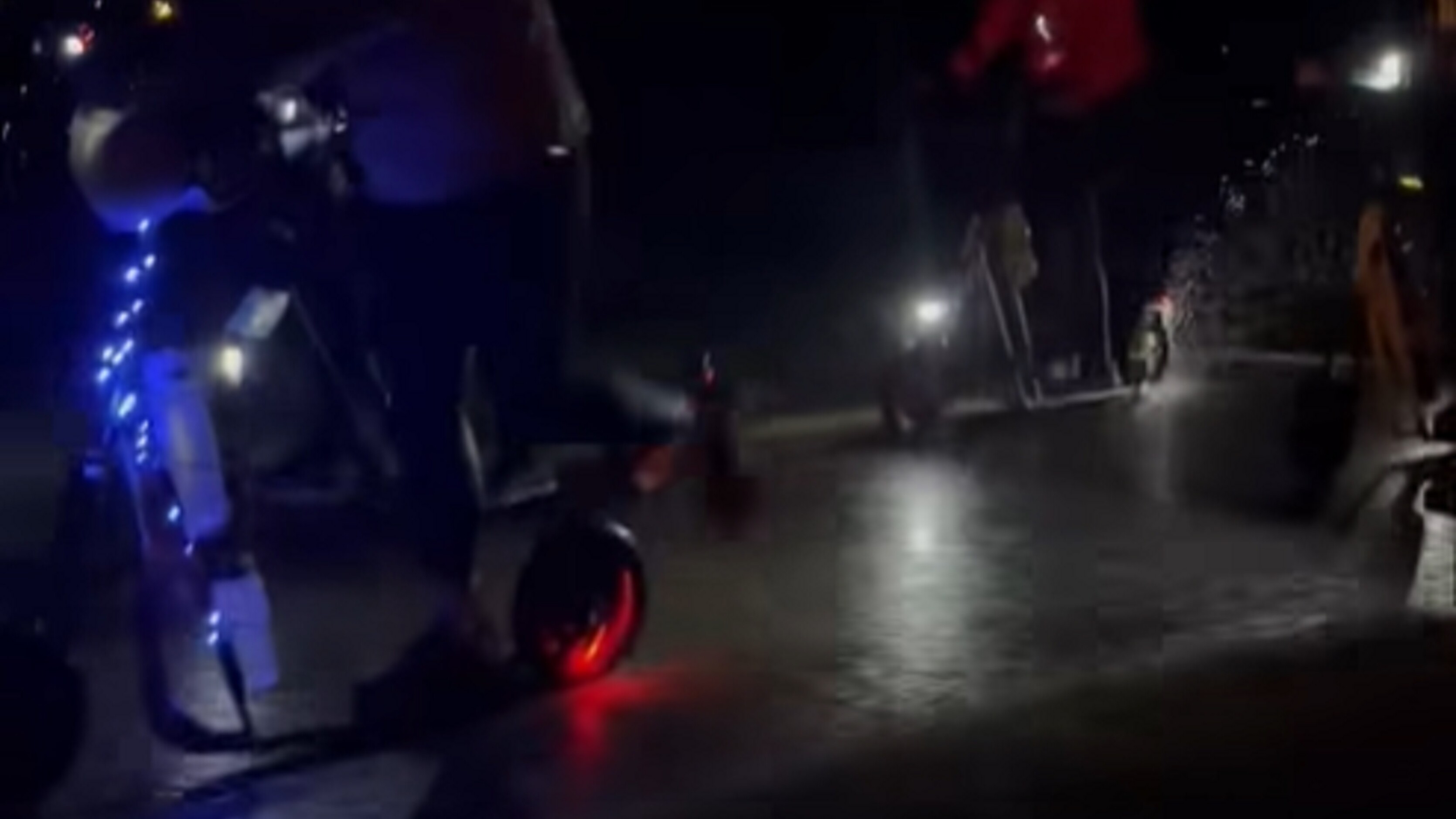 Op beelden is te zien hoe de regen omhoog spat onder de steppen vandaan
