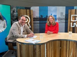 Burgemeester Carola Schouten en Rijnmond-presentator Ruud de Boer.