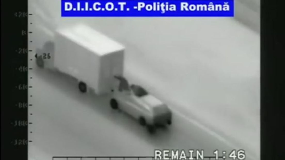 Still uit het Youtube-filmpje van de Roemeense politie