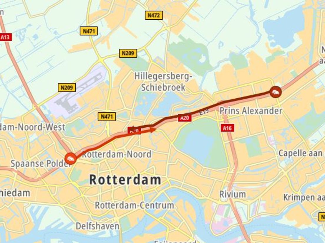 Verkeerssituatie rond 08:30.