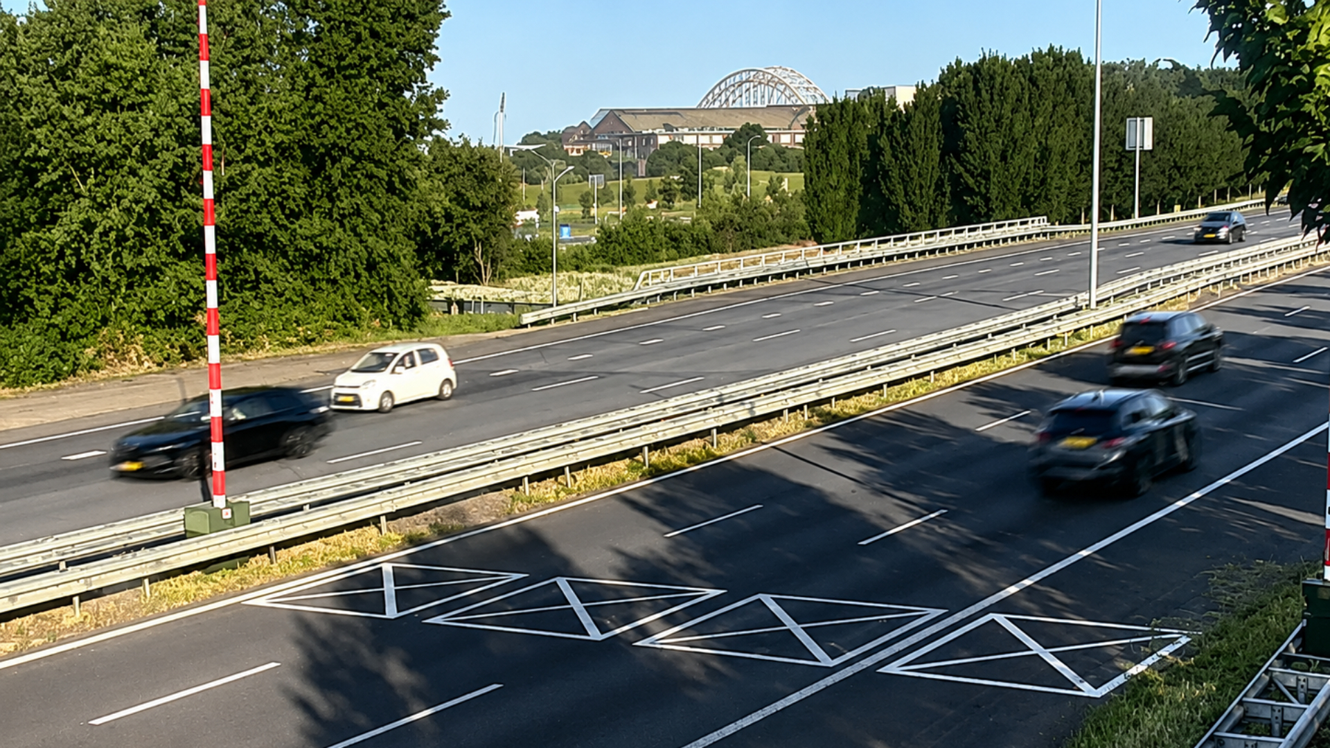Omdat deze slagbomen urenlang niet omhoog gingen, kon het verkeer niet door de Noordtunnel.