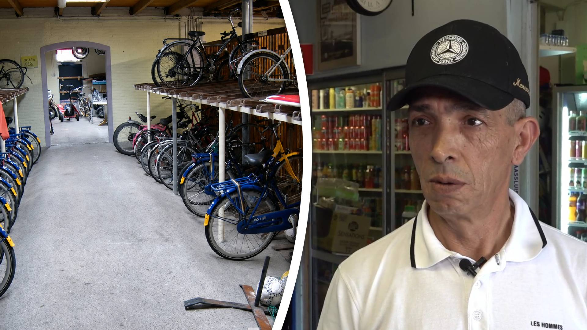 El Boustati in zijn winkeltje naast de fietsenstalling.