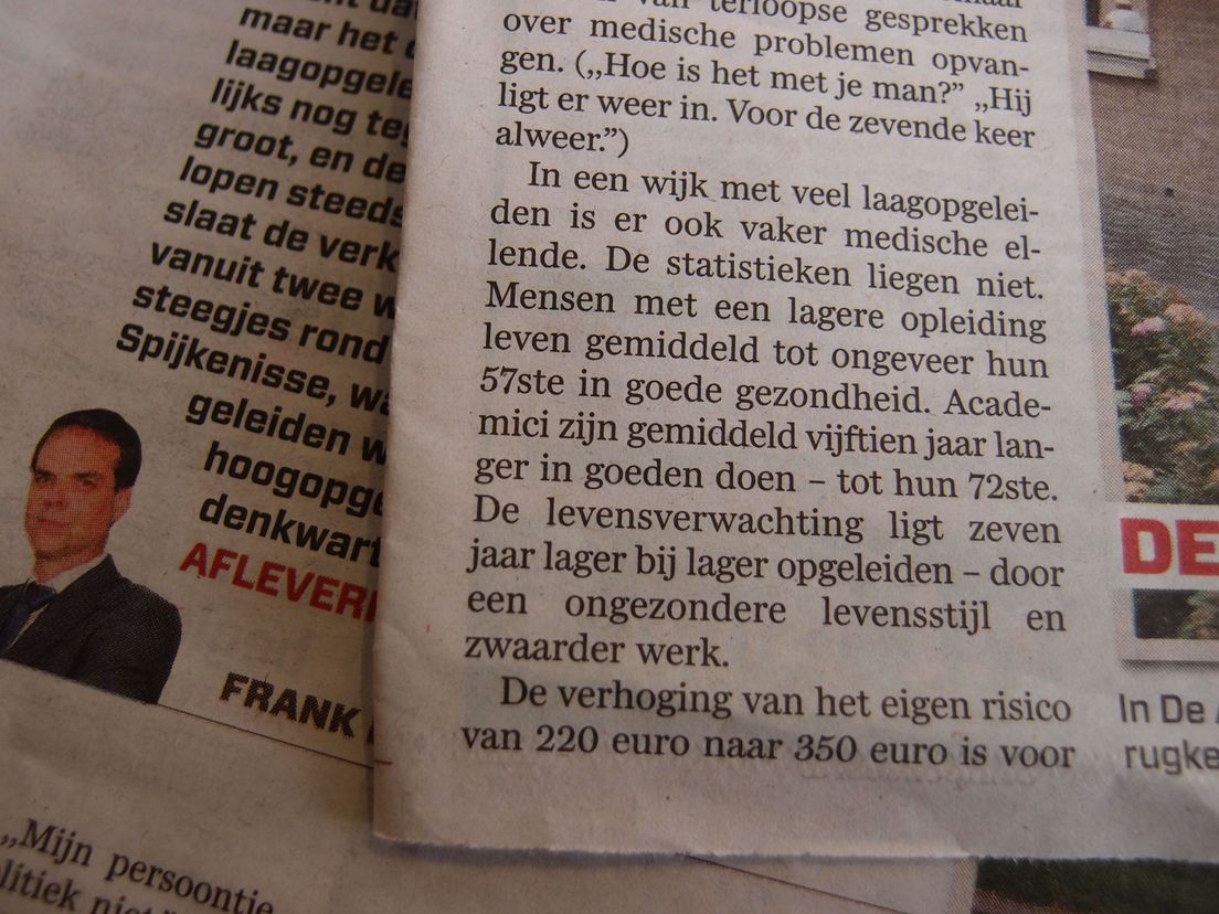 Opmerkelijke cijfers in een artikelenreeks in het AD/Rotterdams Dagblad over de tweedeling in Nederland