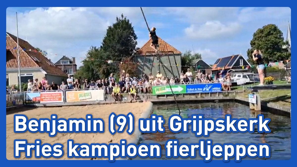Benjamin (9) als Fries fierljepkampioen naar NK