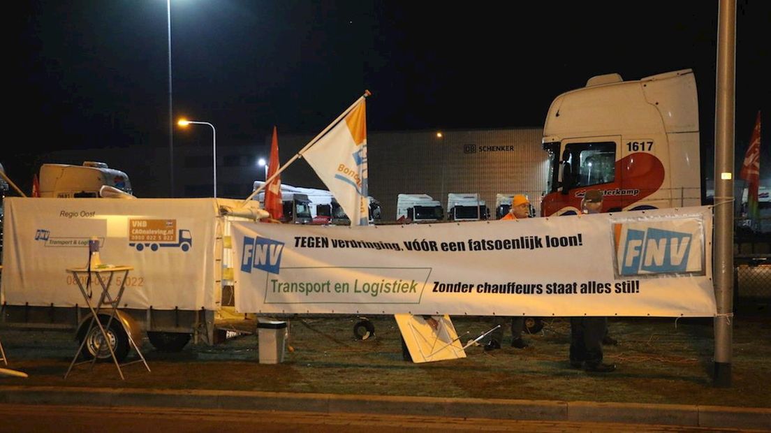 Actie bij transportbedrijf Heisterkamp in Oldenzaal