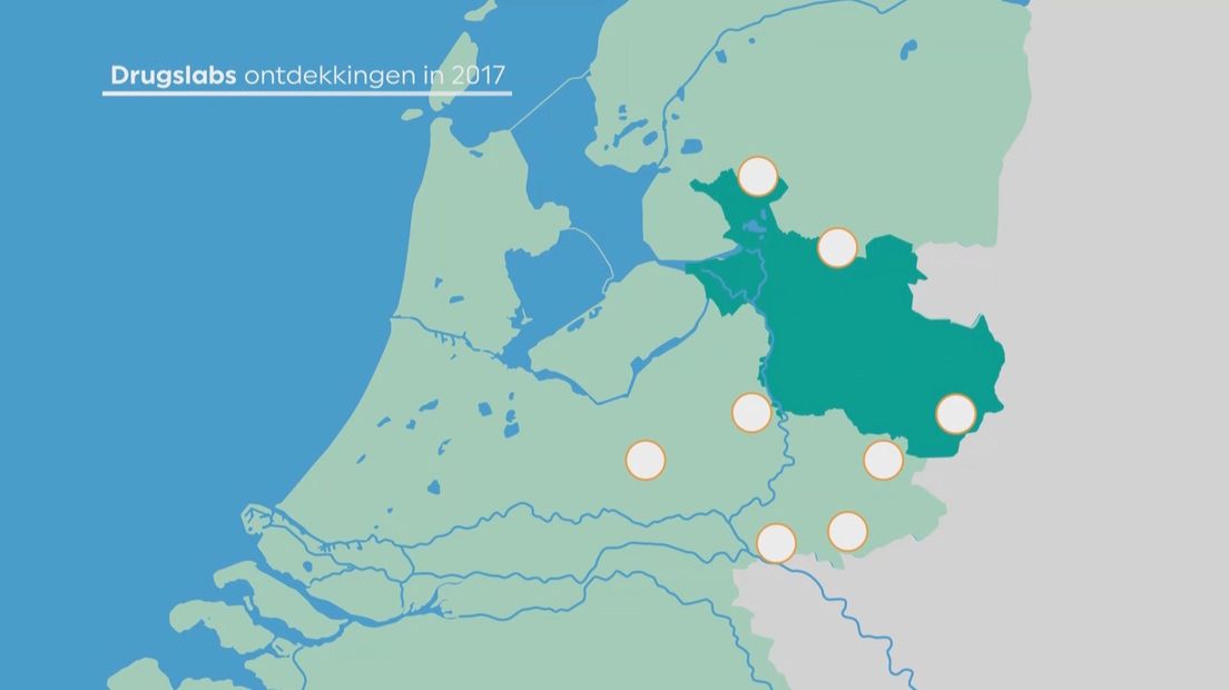Opgespoorde drugslabs in- en rond Overijssel in 2017