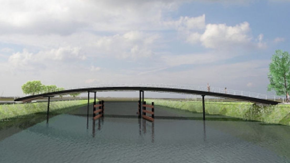 Zo moet de nieuwe Enkeerdpadbrug er uit komen te zien (afbeelding: gemeente Assen)