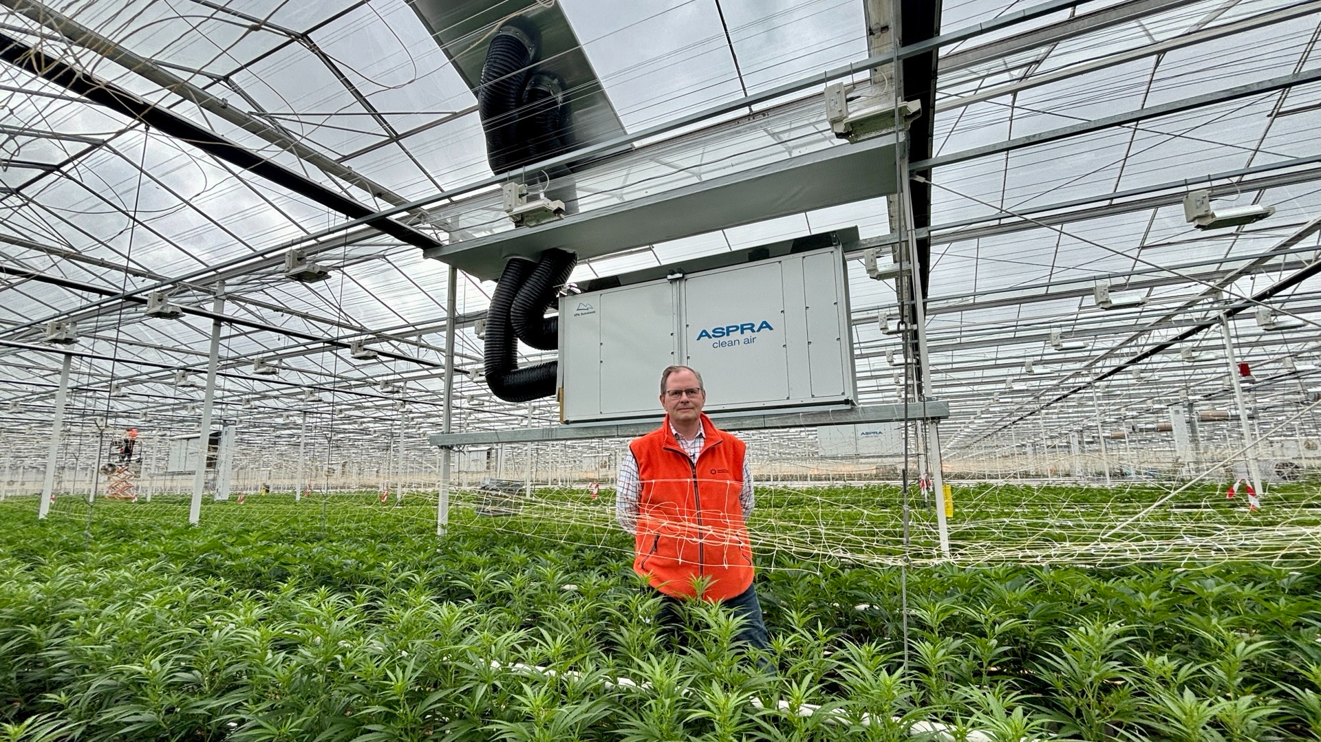 Max Schreder in de wietkas.