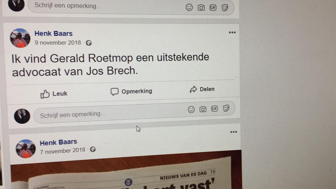 Eén van de inmiddels verwijderde uitspraken van Baars