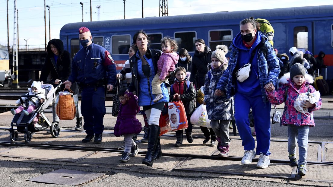 Oekraïners die vluchten uit eigen land vanwege de oorlog