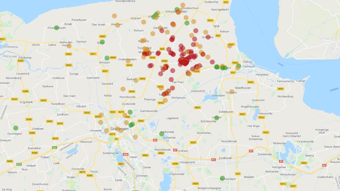 Bevingsmeldingen komen ook uit Muntendam, Grootegast en Kloosterburen