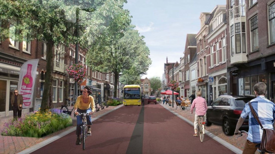 Impressie van Burgemeester Reigerstraat als fietsstraat