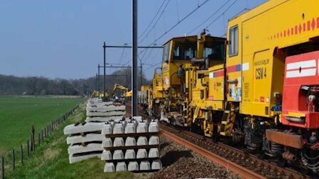 Werkzaamheden aan het spoor bij Herfte