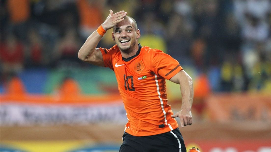 De wijze waarop Wesley Sneijder zijn winnende treffer tegen Brazilië vierde ging de hele wereld over