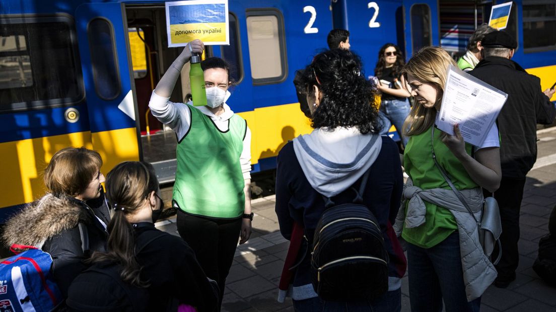 Oekraïense vluchtelingen komen aan in Nederland