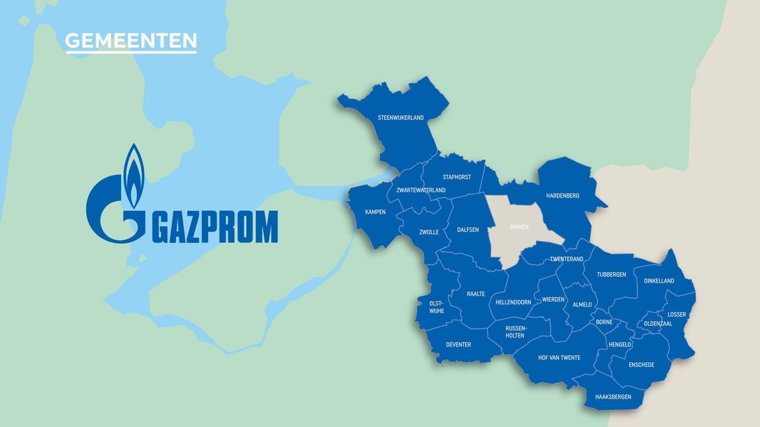 Vrijwel alle gemeenten hebben contract met Gazprom