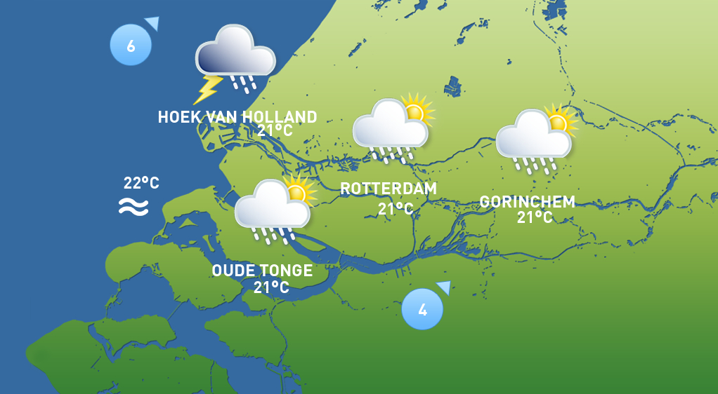 De weerkaart van donderdag 20 augustus