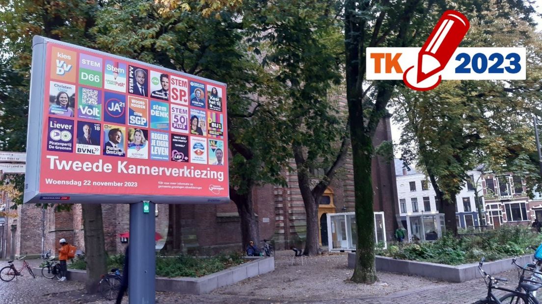 Verkiezingsposters voor de Kamerverkiezingen in Stad