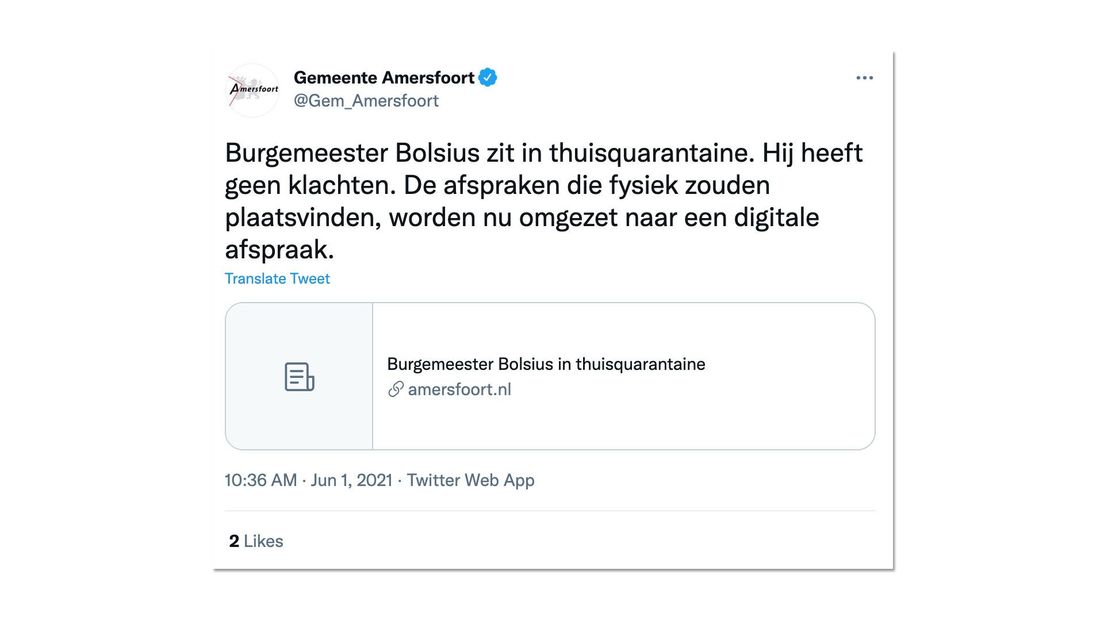 Lucas Bolsius tijdelijk in quarantaine