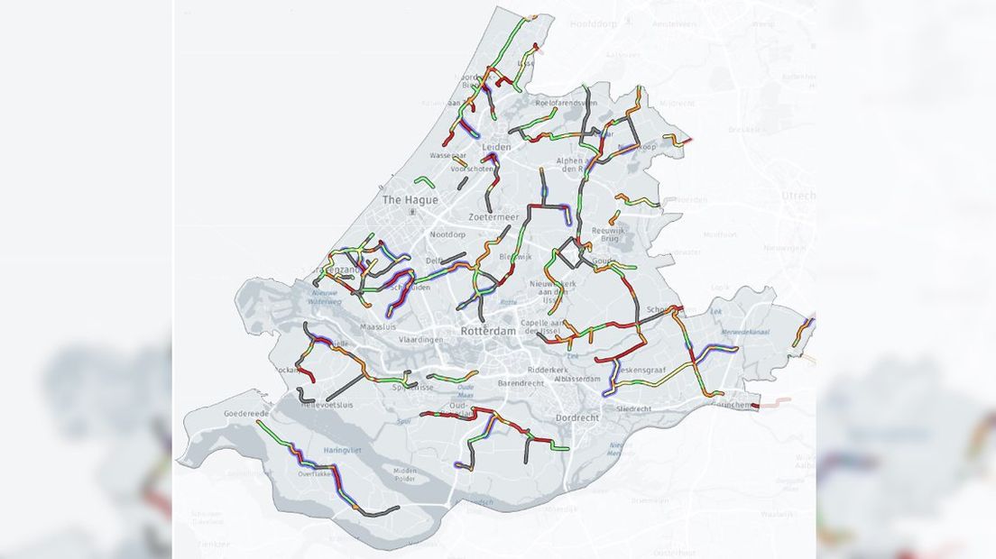 De provinciale wegen in Zuid-Holland