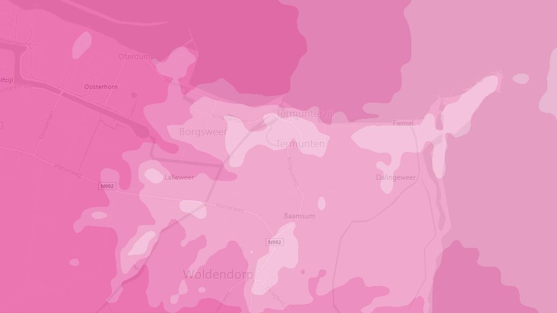 Het 2G-bereik van T-Mobile in Termunten en omgeving