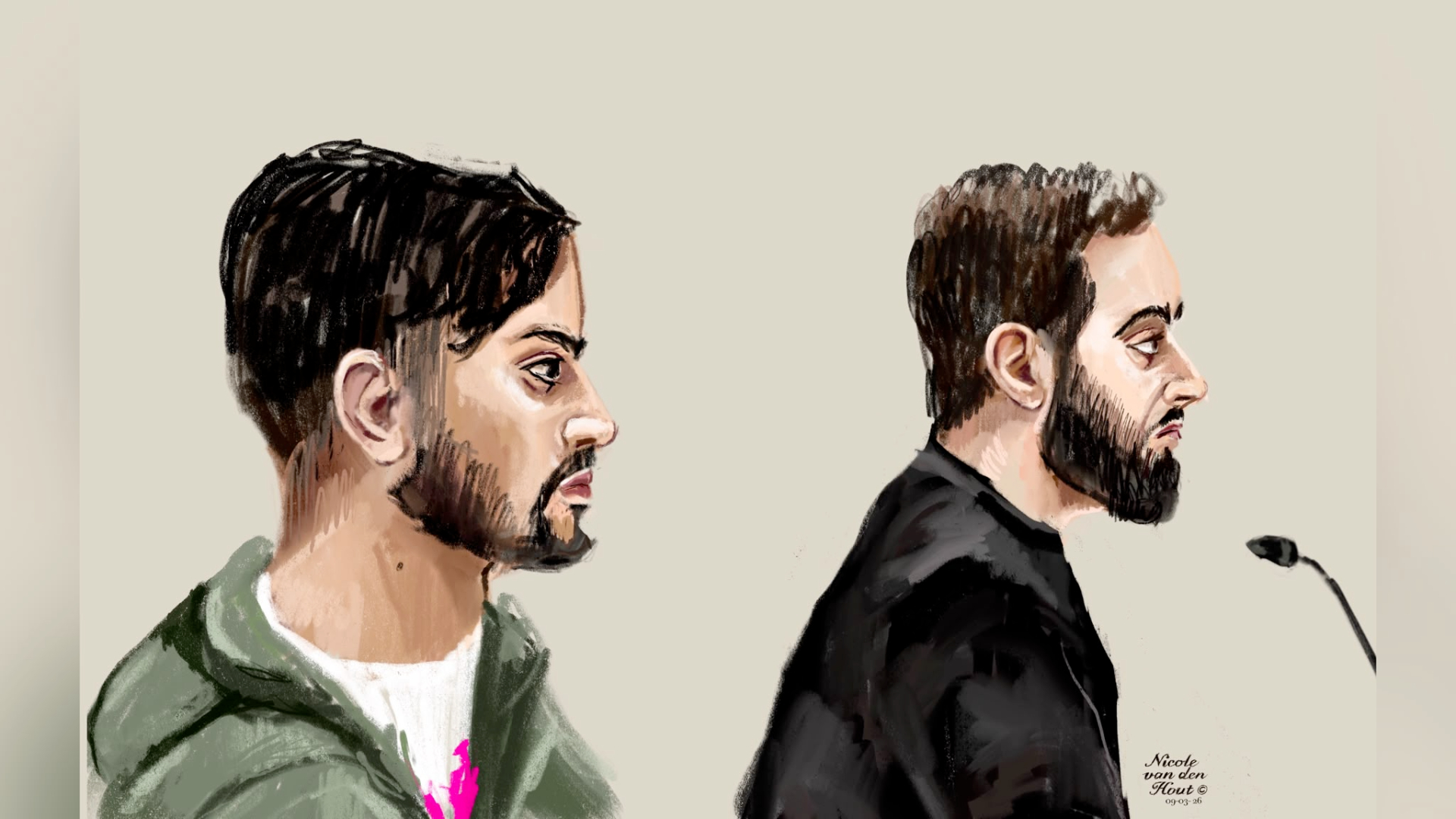 Strafeisen tegen verdachten Abdel O. (l) en Bilal H. (r).